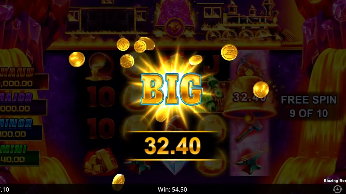 Tampilan visual slot Blazing Bonanza Rush Express dengan tema tambang emas